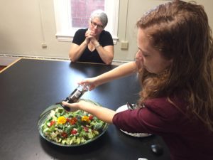 coworkers feast on rock salad